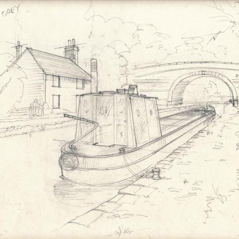 Narrow Boat, Canal bridge.